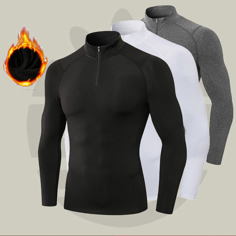 Thermal Base Layer - 남성용 보온 압박 셔츠 긴팔 플리스