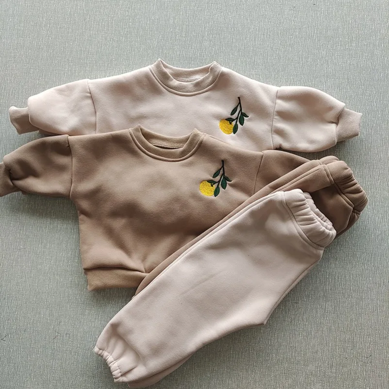 Winter Clothing Activities For Toddlers - 아기 소녀 플리스 풀오버 상의+바지 세트