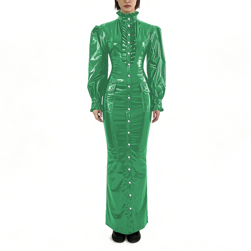 광택 PVC 롱 펜슬 드레스 플러스 사이즈 여성 의류  - Winter Clothing For Plus Size Women 리뷰 및 가격