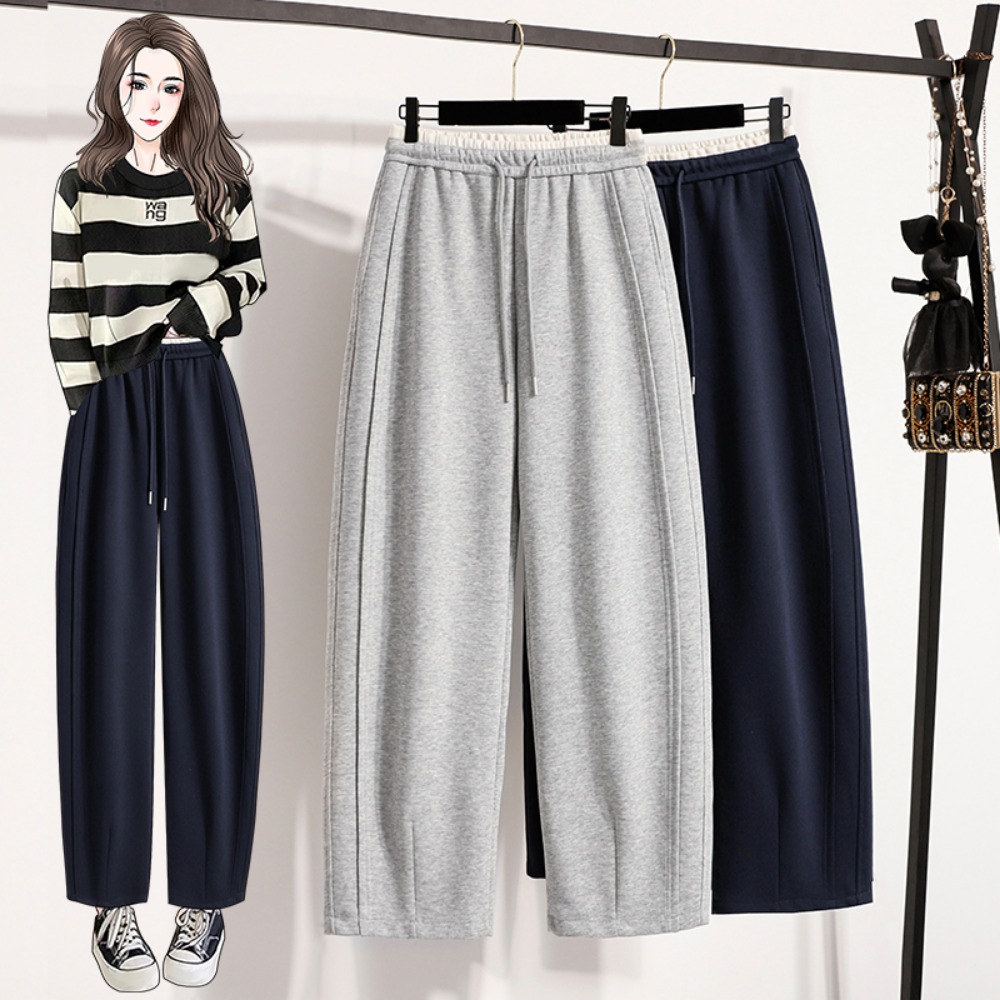 캐주얼 하이웨이스트 스플라이스드 스트레이트 튜브 풀 렝 - Winter Clothing For Plus Size Women 리뷰 및 가격
