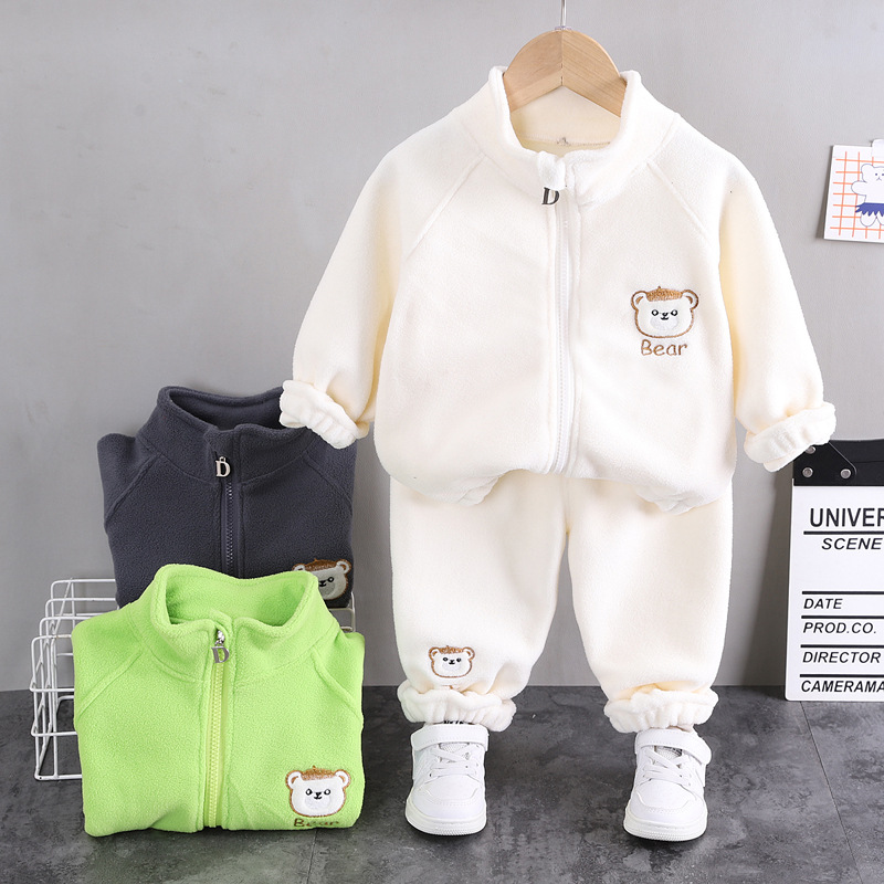 남아 및 여아용 플러시 세트, 캐주얼 스포츠 투피스 세 - Winter Clothing Activities For Toddlers 리뷰 및 가격