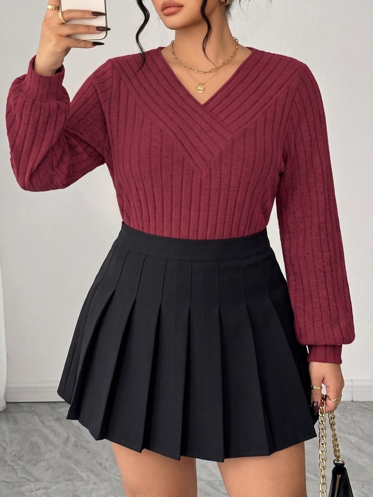 여성용 플러스 사이즈 L-3XL 캐주얼 니트 긴팔 니트 - Winter Clothing For Plus Size Women 리뷰 및 가격