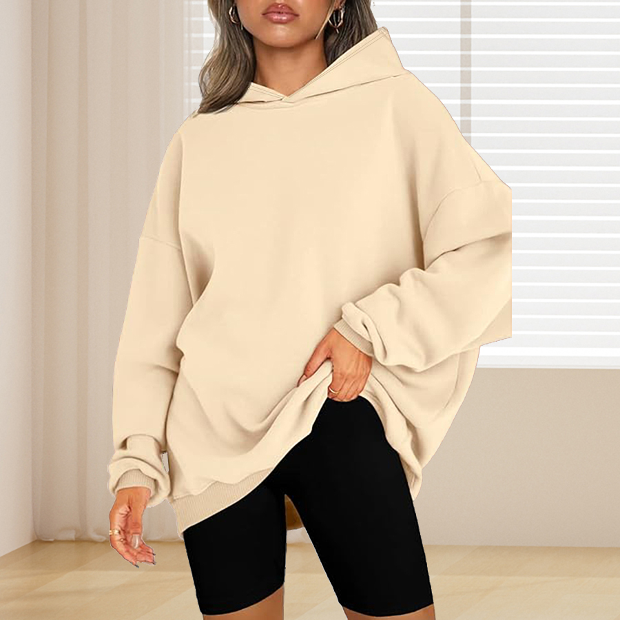 플러스 사이즈 기본 솔리드 컬러 후드티, 캐주얼 심플  - Winter Clothing For Plus Size Women 리뷰 및 가격