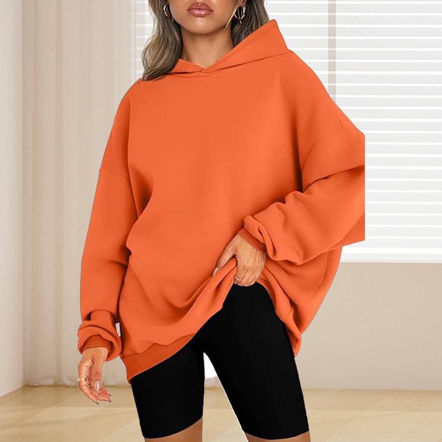플러스 사이즈 기본 솔리드 컬러 후드티, 캐주얼 심플  - Winter Clothing For Plus Size Women 리뷰 및 가격