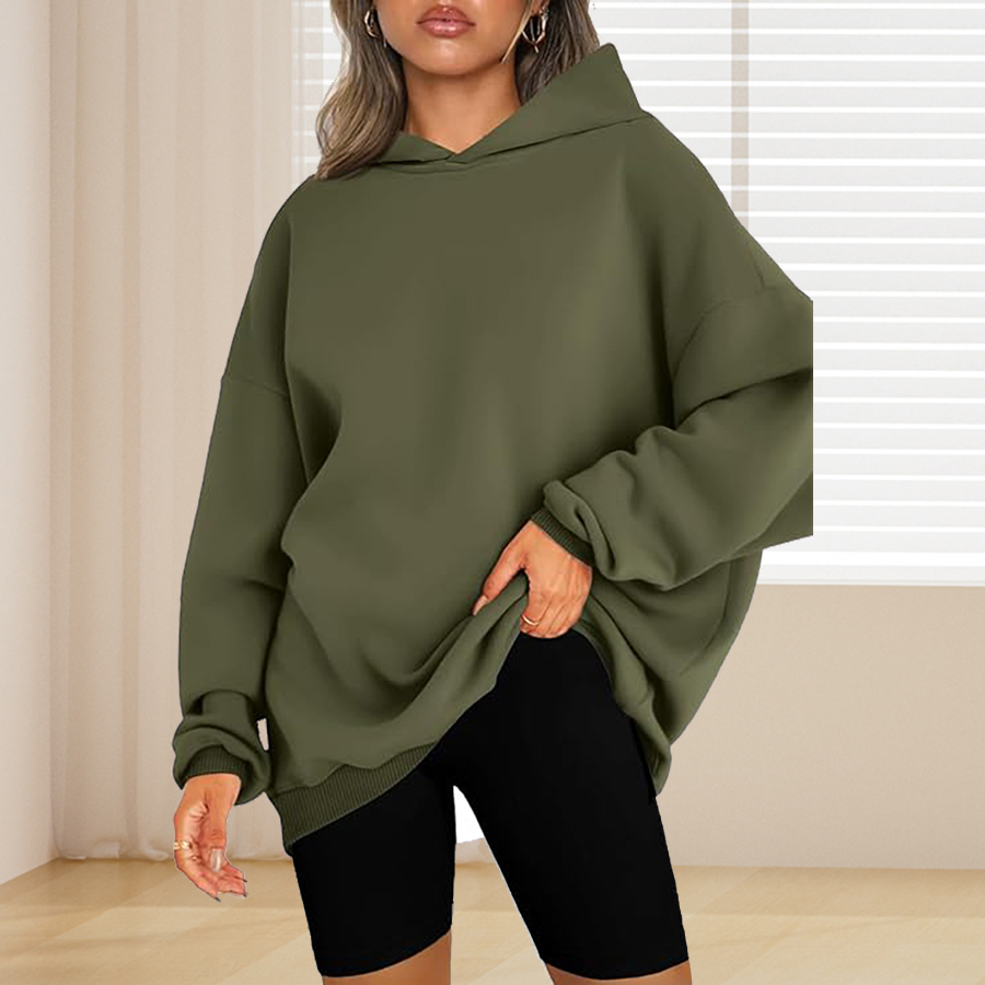 플러스 사이즈 기본 솔리드 컬러 후드티, 캐주얼 심플  - Winter Clothing For Plus Size Women 리뷰 및 가격