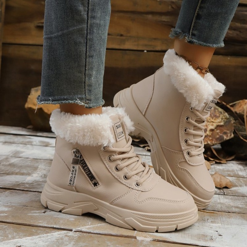 여성용 인조 모피 안감 겨울 앵클 부츠, 레이스업 사이 - Snow Boot Fur Lined 리뷰 및 가격